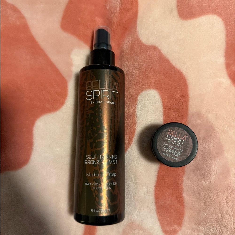 BELLA SPIRIT BY CHAZ DEAN Self Tanning Bronzing Mist 8oz & Lip Scrub